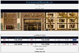 قیمت اعلامی دلار و یورو در صرافی ملی امروز ۱۳۹۸/۰۴/۲۴