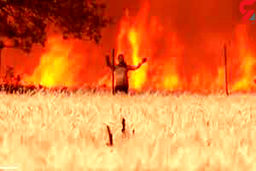 فیلم فرار مرد از دل آتش مرگبار جنگل!/ با لباس سوخته می دوید!