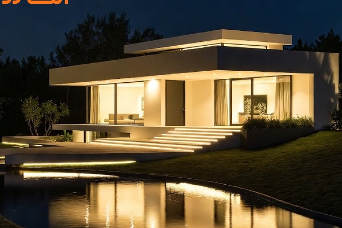 نورپردازی نمای ویلا با پروژکتور LED | راهنمای انتخاب و نصب