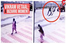 فیلم پرواز عجیب یک مرد در خیابان / او روی یک زن فرود آمد!