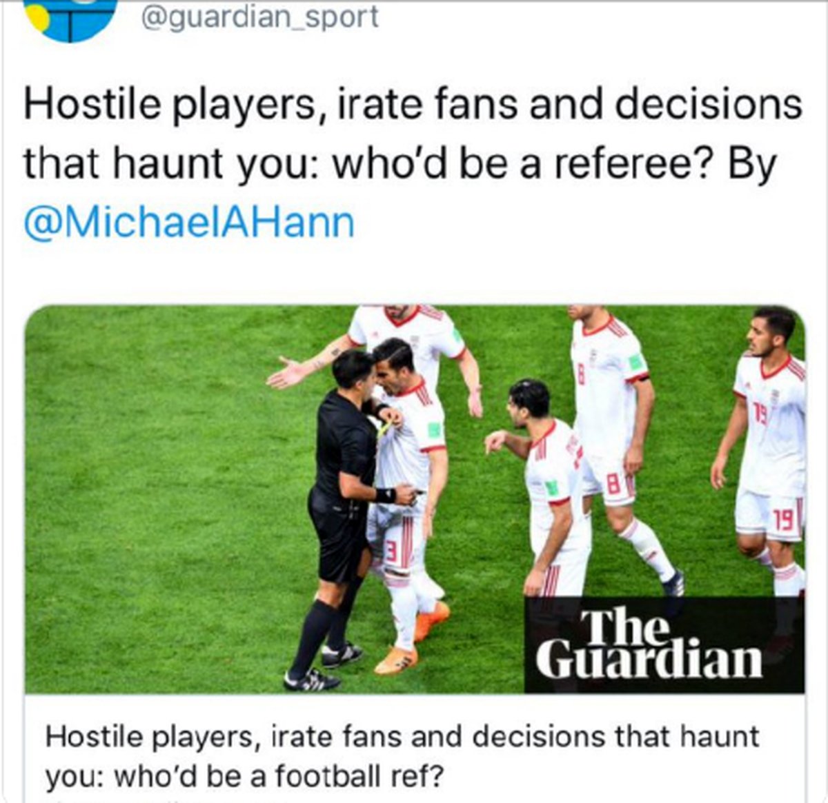 تیم ملی ایران در گزارش گاردین برای مشکلات داوری در رتبه های بالای اعتراض(عکس)