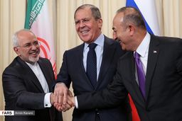 عکس / کنفرانس مطبوعاتی وزرای خارجه ایران، ترکیه، روسیه