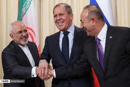 عکس / کنفرانس مطبوعاتی وزرای خارجه ایران، ترکیه، روسیه