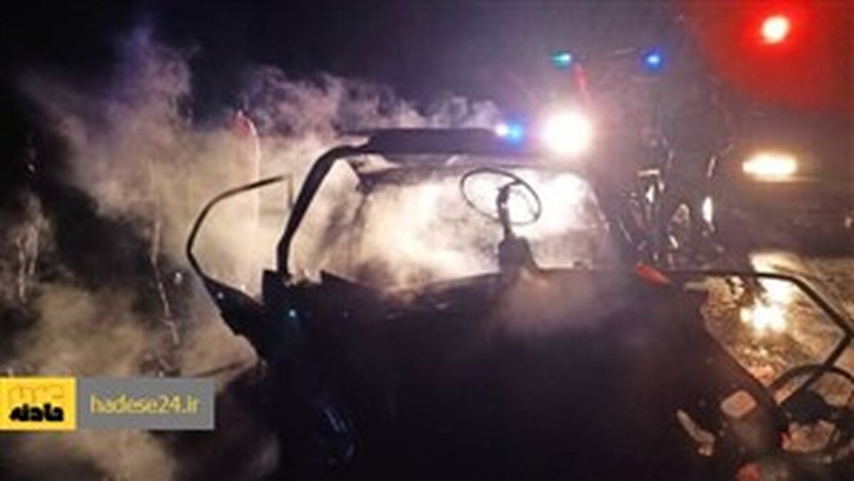آتش سوزی مرگبار پژو ۲۰۶ در اتوبان امام علی/ دو سرنشین پژو جان باختند