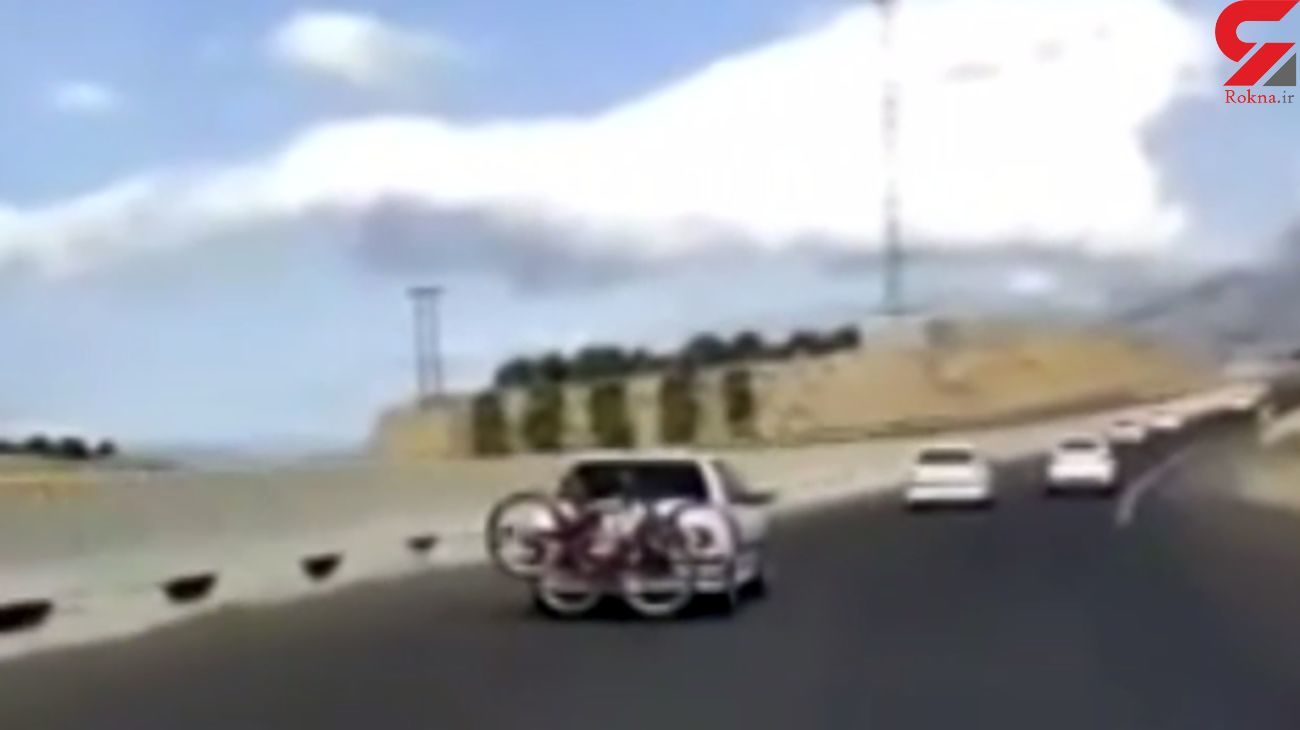 فیلم وحشت آور از رها شدن بار دوچرخه از پشت پژو پارس