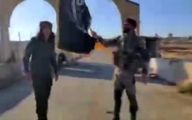 هتک حرمت و آتش زدن پرچم حضرت عباس توسط تروریست تکفیری