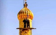 گزارش تصویری؛ غبار روبی مناره حرم سیدالشهدا (ع)
