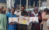 حضور دانشجویان نیجریه‌ای در فرودگاه امام برای استقبال از شیخ زکزاکی