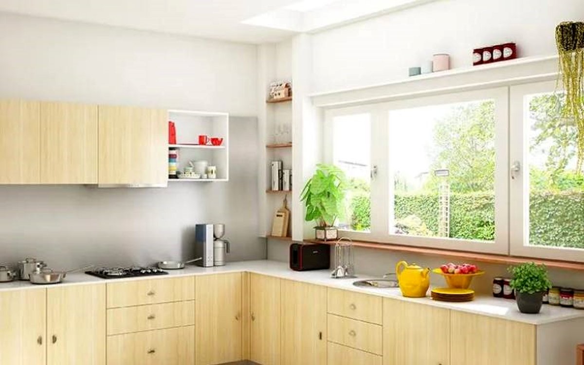 7 اصل مهم در انتخاب مدل کابینت آشپزخانه کوچک پنجره دار