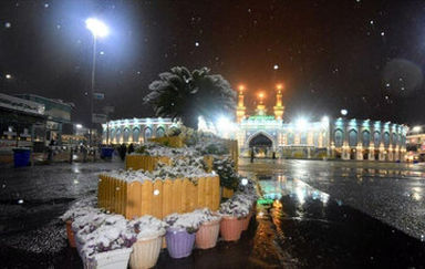 بارش برف زیبا در کربلا
