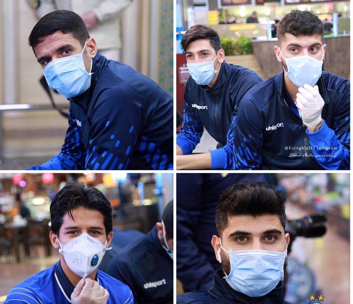 عکس استقلالی‌ها که با ماسک و دستکش به سیرجان رفتند