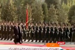 استقبال رسمی امامعلی رحمان از رئیسی در محل کاخ ریاست جمهوری تاجیکستان